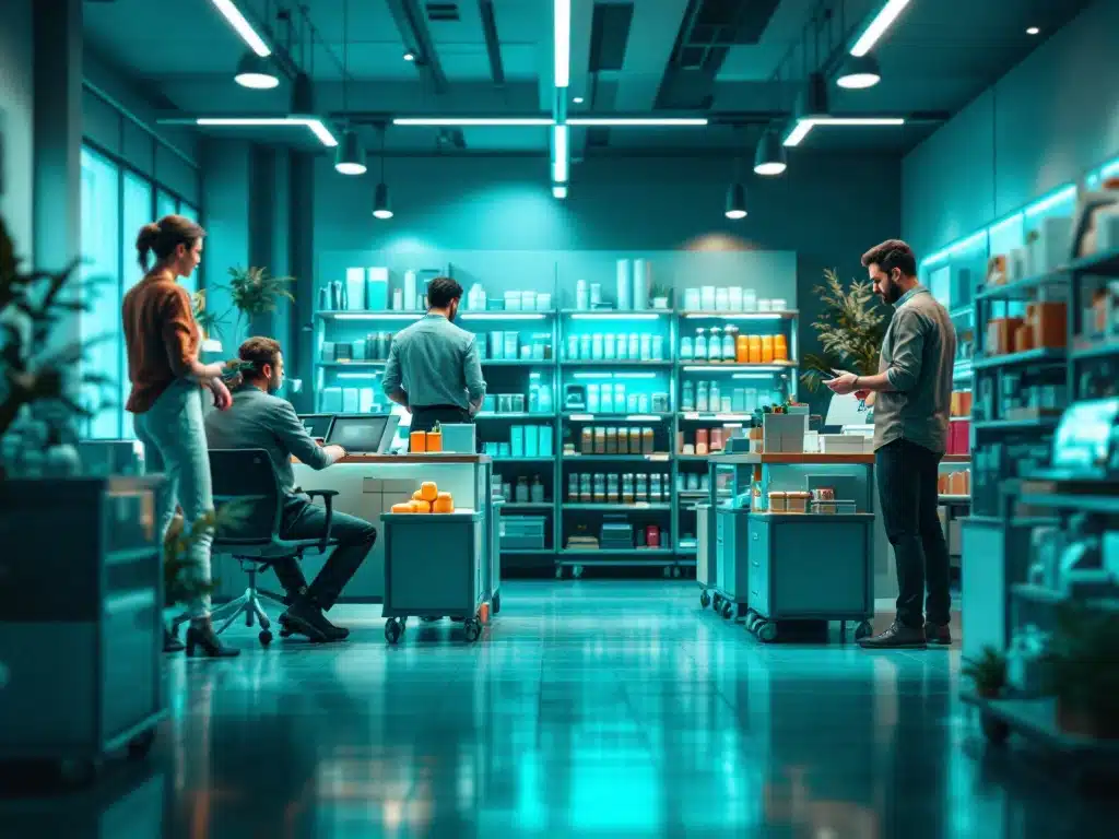 Vergelijking: geïsoleerde in-house werkplek versus uitgebreid sales agency netwerk met retail-expertise en groeigrafieken.